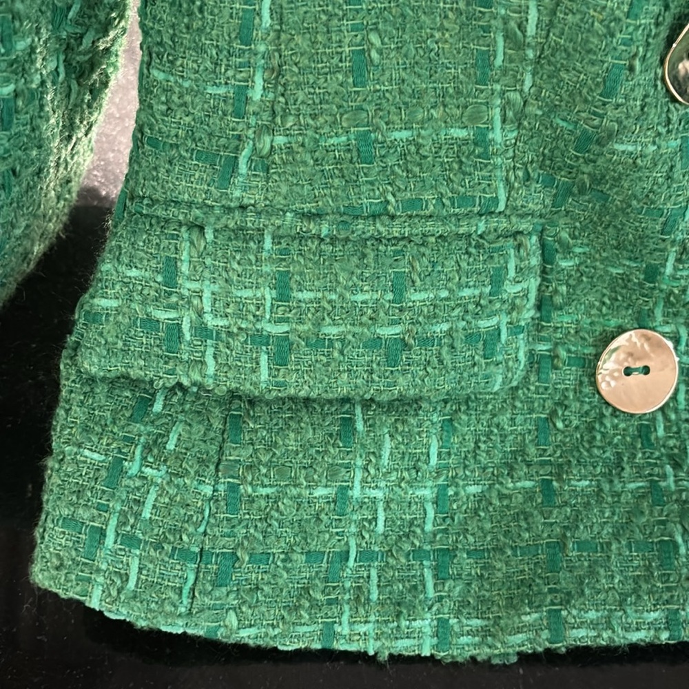 Zara Green Tweed Blazer with Gold Buttons - Picture 5 of 8
